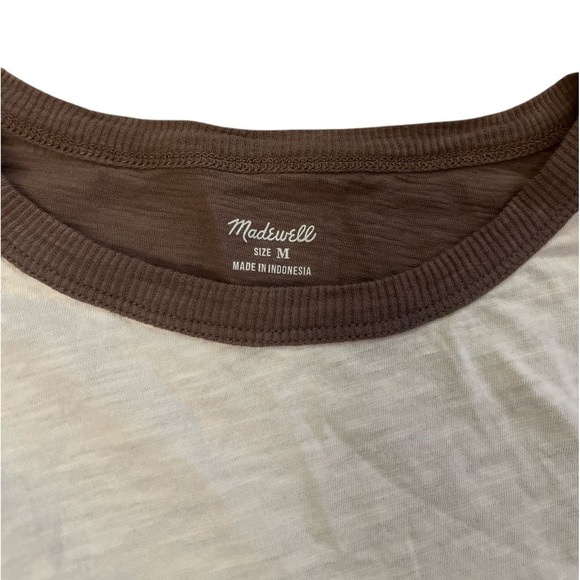 Madewell‎ Long Sleeve Colorblock Tee Casual Top Brown Beige Size M - Picture 3 of 3